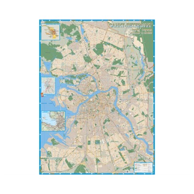 Настенная карта Санкт-Петербурга с каждым домом 156х115см.