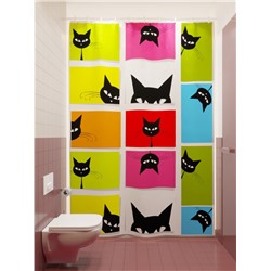 Фотоштора для ванной Черный котик
