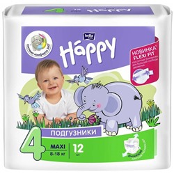 Подгузники BELLA HAPPY 4 Макси (8-18кг) 12шт.