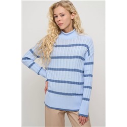 Голубой вязаный свитер в полоску 7242-40307-3100196/3400591