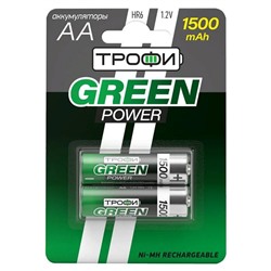 Аккумулятор  Трофи Green Power HR06 (пальчик) 1500mAh 2шт. / блистер