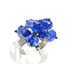 Кольцо с цирконами цв.синий