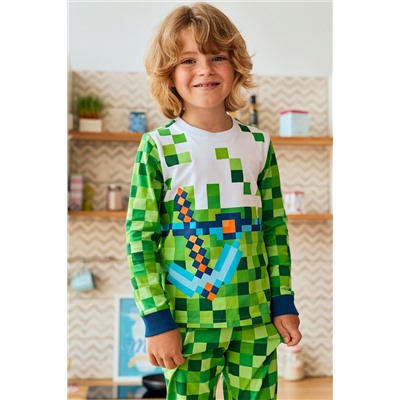 Пижама детская (фуфайка (лонгслив), брюки) д/мал Juno AW20BJ606 Sleepwear зеленый