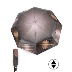 Зонт женский ТриСлона-L 3826 А,  R=58см,  суперавт;  8спиц,  3слож,  "Эпонж",  набивной,  коричневый 256242