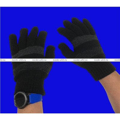 Мужские перчатки зимние толстые двойные "ПОЛОСА" арт. 2162