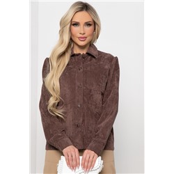 Вельветовая коричневая рубашка с карманами