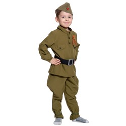 Карнавальный костюм «Солдатик в галифе», гимнастёрка, ремень, брюки, пилотка, р. 32-34, рост 128-134 см