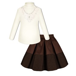 Комплект для девочки с школьной коричневой юбкой 8404-83375
