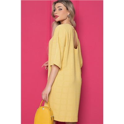 Короткое платье-футболка в цвете манго с вырезом-капля по спинке