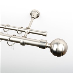 Карниз металлический стыкованный, 2-рядный "Омега", хром матовый, гладкая труба, ø 25 мм  (kn-522)