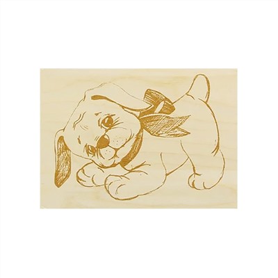 Доски с рисунком для выжигания по дереву «Совенок и щенок» (2 штуки)