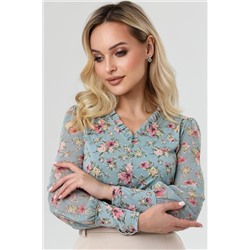 Бирюзовая блузка с цветочным принтом