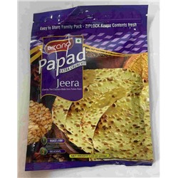Extra Crunchy PAPAD JEERA, Bikano (Хрустящие лепёшки ПАПАД С ЗИРОЙ, Бикано), 200 г.