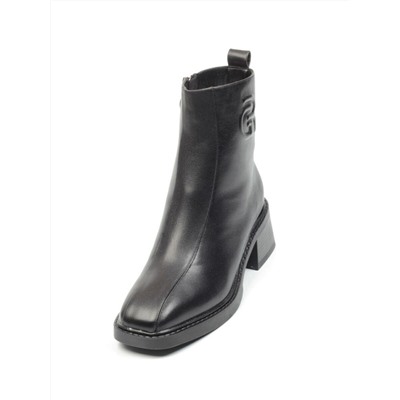 CQ112-1 BLACK Ботинки демисезонные женские (натуральная кожа, байка) размер 38