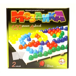 Пластмассовая детская мозаика (120 элементов и 6 цветов)
