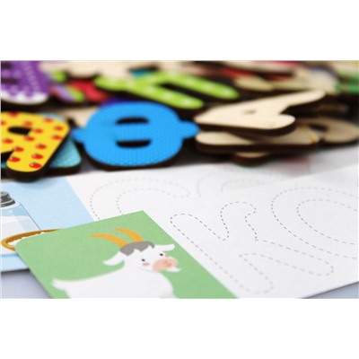 Развивающая игра «Азбука деревянная с заданиями» Baby Toys Wood