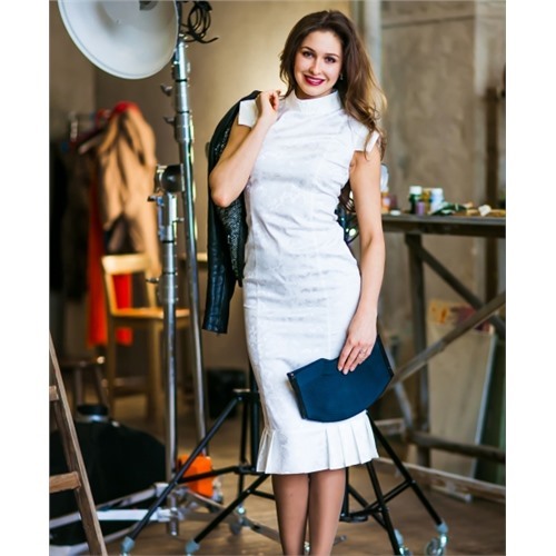 Платье белое с баской Elena Fedel, размер M (46)