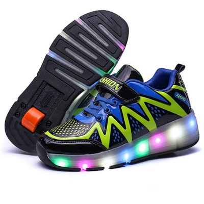 Роликовые кроссовки с LED подсветкой (одно колесо) J8082-1