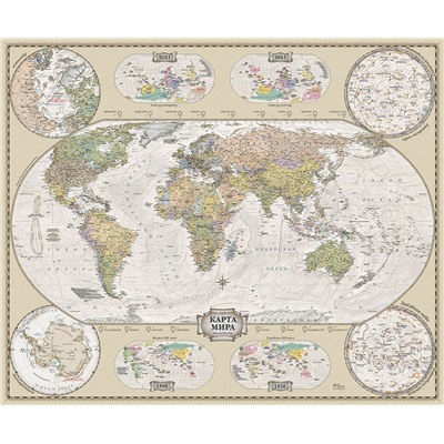 Скатерть с картой мира в ретро-стиле