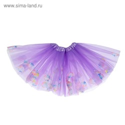 Карнавальная юбка «Цветочки», 3-х слойная, 4-6 лет, цвет фиолетовый