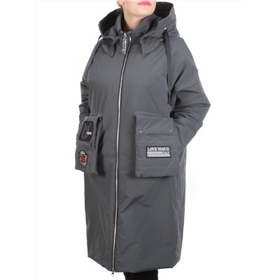 ZW-2306-C DARK GRAY Пальто демисезонное женское (100 гр. синтепон) BLACK LEOPARD размер 46