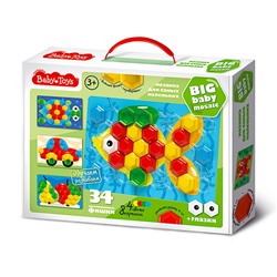 Мозаика для самых маленьких Baby Toys 34 элемента. Пуговицы с трафаретами