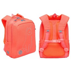 Рюкзак школьный RG-366-2/3 "Кошка" розово - оранжевый 26х39х17 см GRIZZLY