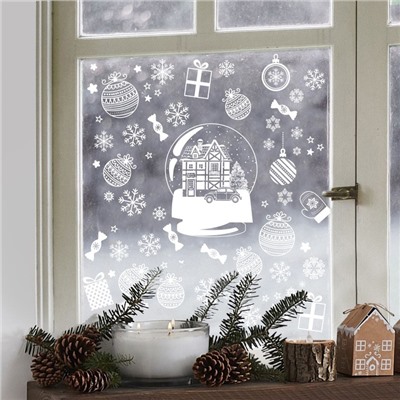 Виниловые наклейки на окна «Снежный шар», многоразовые, 70 × 25 см