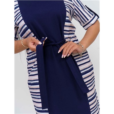 Платье женское Текс-Плюс, цвет бежевый синий белый