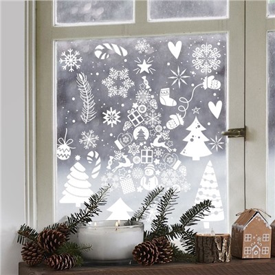Виниловые наклейки на окна «Зимняя красавица», многоразовые, 70 × 25 см