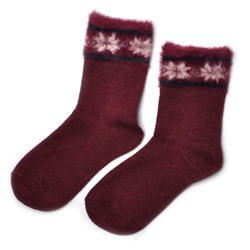 Носки женские, теплые "Снежинки" (бордовый)