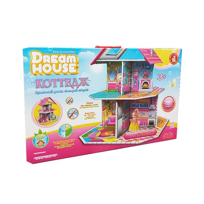 Кукольный двухэтажный домик быстрой сборки «Коттедж» Серия Dream House