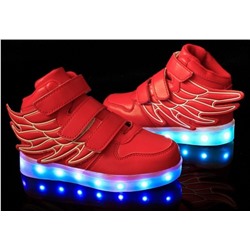 Светящиеся кроссовки с LED подсветкой детские 1199, цвет Красный