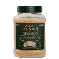 Dunar ELONGA Extra Long Grain Basmati Rice (Дунар ЭЛОНГА экстра длиннозёрный рис басмати, шлифованный), банка, 1 кг.