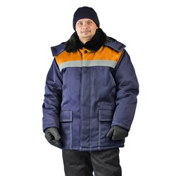 Куртка зимняя "УРАЛ" цвет: т.синий/оранжевый
