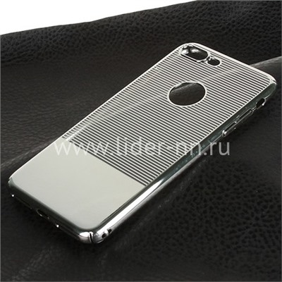 Задняя панель для iPhone7 Plus/8 Plus Пластик/вырез под логотип В ПОЛОСКУ (серебро)