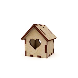 Елочная игрушка домик с сердечком