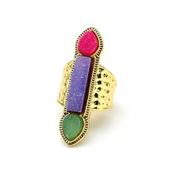 Кольцо "Великолепный Век"с друзами агата в золотистом металле цв.фиолетовый.