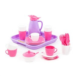 320902 Wader Набор детской посуды "Алиса" с подносом на 4 персоны (Pretty Pink)