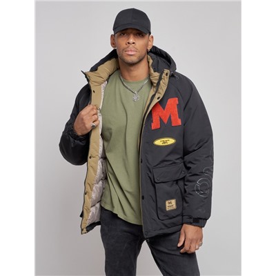 Куртка мужская зимняя с капюшоном молодежная черного цвета 88915Ch