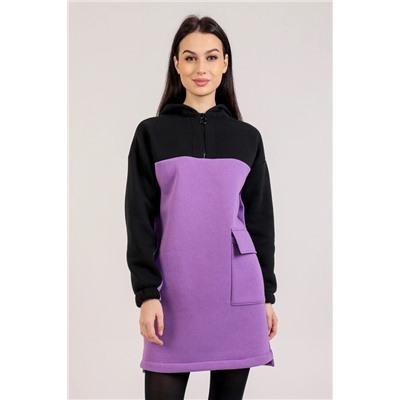 Платье женское Текс-Плюс, цвет черный фиолетовый
