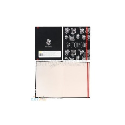 Скетчбук 64 л. А5 100г/м2 тв. обложка, на резинке Soft Touch Black&White Совы Миленд 64-9330, 64-9330