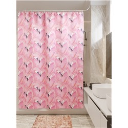 Фотоштора для ванной Фламинго