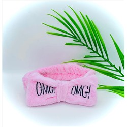 Косметическая повязка на голову бант - OMG (бледно-розовый)