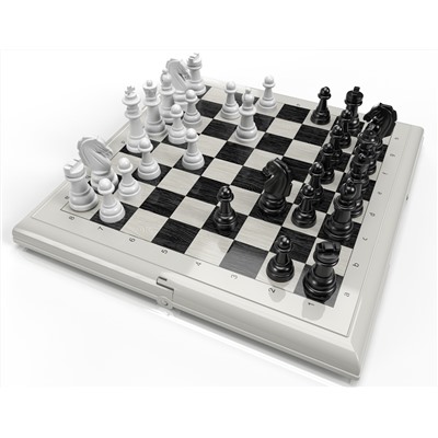 Шахматы в серой пластиковой коробке (большие)