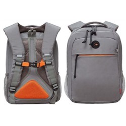 Рюкзак школьный RB-356-5/3 серый - оранжевый 26х39х19 см GRIZZLY