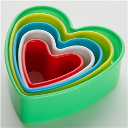 Набор пластиковых форм для печенья "Сердечки" 5 размеров BE-4302P/5