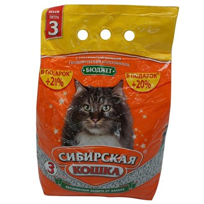 Наполнитель Сибирская кошка Впитывающий крупный бюджетный 3л