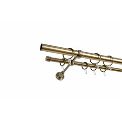 Карниз металлический 2-рядный золото антик, гладкая труба, ø25 мм  (df-100118)