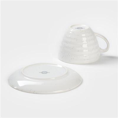 Чайная пара фарфоровая Magistro Urban, 2 предмета: чашка 200 мл, блюдце d=14,2 см, цвет белый